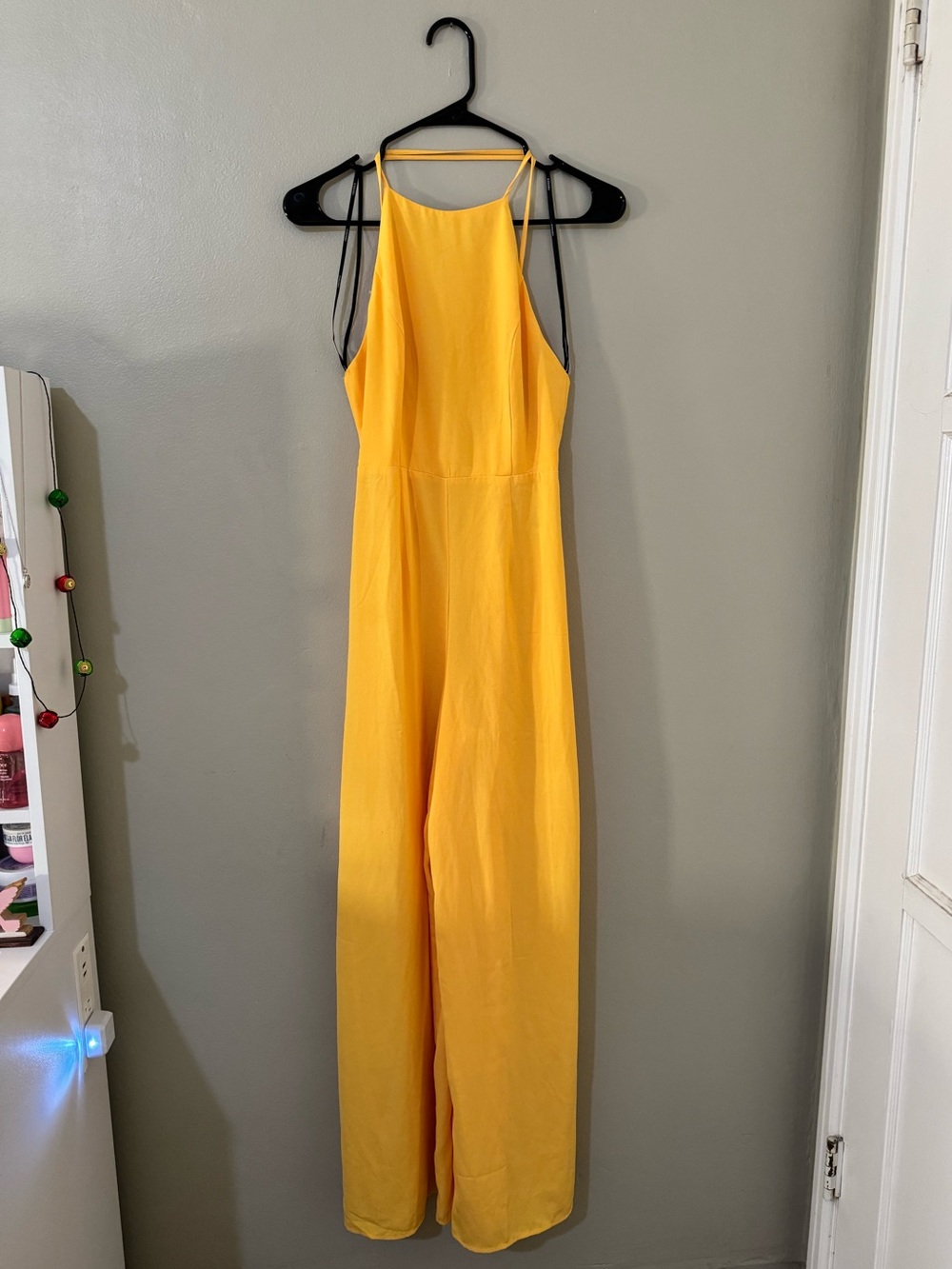 Forever 21 Bright Yellow Halter Wide-Leg Jumpsuit